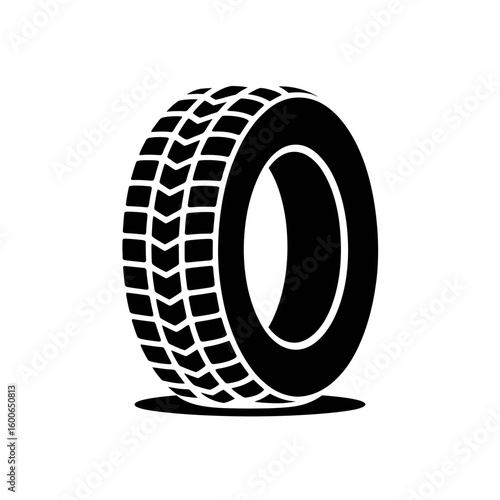 Black and white icon of a car tire tread