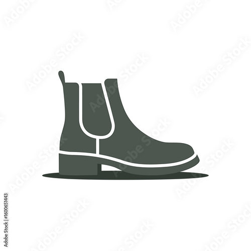 Simple icon of a dark grey chelsea boot