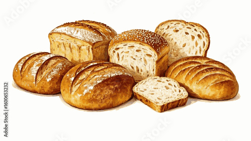 Crumb Map bread isolated watercolor vector illustration svg