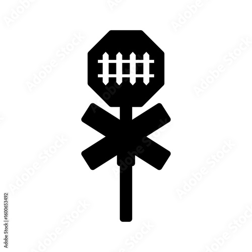 railroad crossing sign silhouette icon
