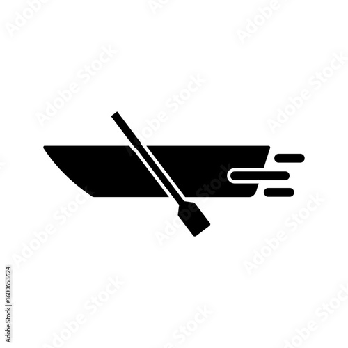 rowboat with oars silhouette icon
