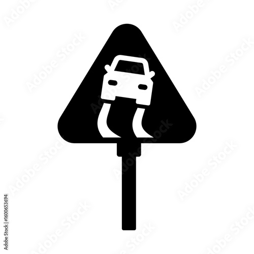 slippery road warning caution icon
