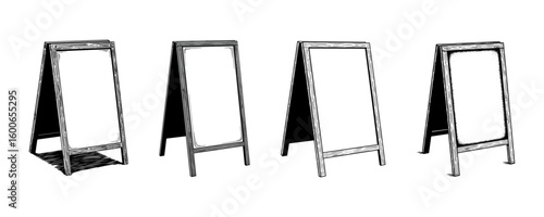 Blank A-Frame Sandwich Board Sign - Hand-Drawn Mockup Set