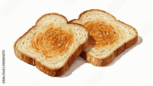 Amber Crisp Toast bread isolated watercolor vector illustration svg