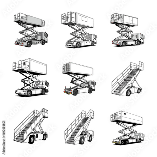 Airport Ground Support Equipment - Catering Truck & Passenger Stairs Set
