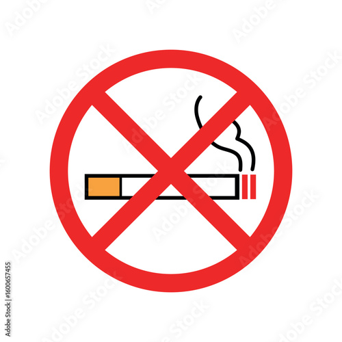 Universal prohibition sign for no smoking in restaurants rooms and public areas a clear isolated cigarette ban symbol