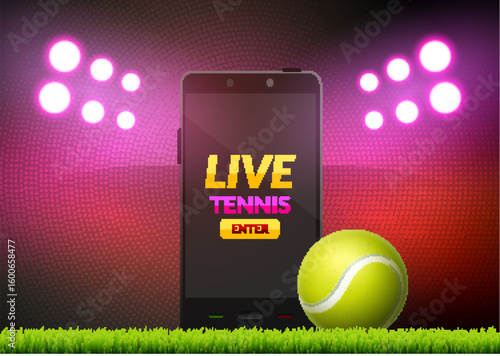 Tennis app game concept smartphone vector event match