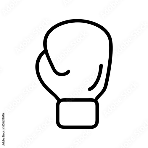 Vector art of a simple black and white outline icon of a boxing glove symbolizing combat sports and athletic training