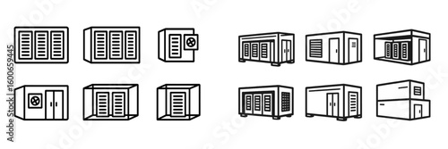 Collection of various storage units and containers in different styles during daylight hours