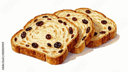 Amber Bloom Raisin Bread isolated watercolor vector illustration svg