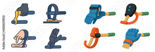 Digital illustrations of various hand tools showcasing different grips and functionalities for practical tasks