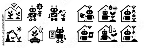 Modern robots engaged in gardening tasks in smart homes showcasing automation and technology in agriculture