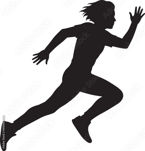 Silhouette Sprint: Dynamic silhouette of a determined sprinter, captured mid-stride, symbolizing speed, power, and athletic prowess.