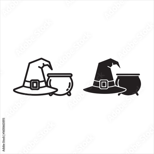 Classic witch hat and cauldron duo for spooky celebrations
