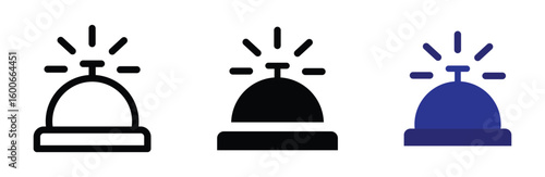 bell icon. hotel bell icon with radiating lines indicating ringing sound. reception bell symbol. front desk bell. vector illustration on transparent background.