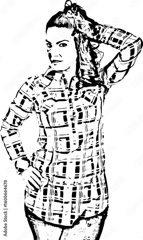 Fototapeta premium Beauty model in blue shirt