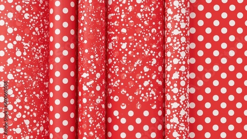 Festive vibes with wrapping paper rolls featuring red and white polka dots