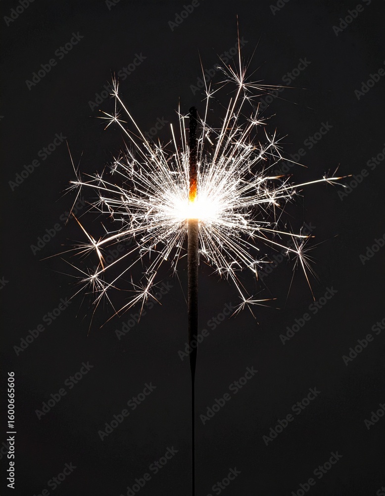 Fototapeta premium Sparkling Celebration Bright Festive Sparkler on Black Background.