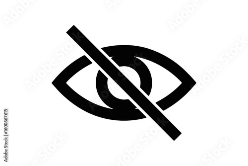 Eye symbol with diagonal line vision sight