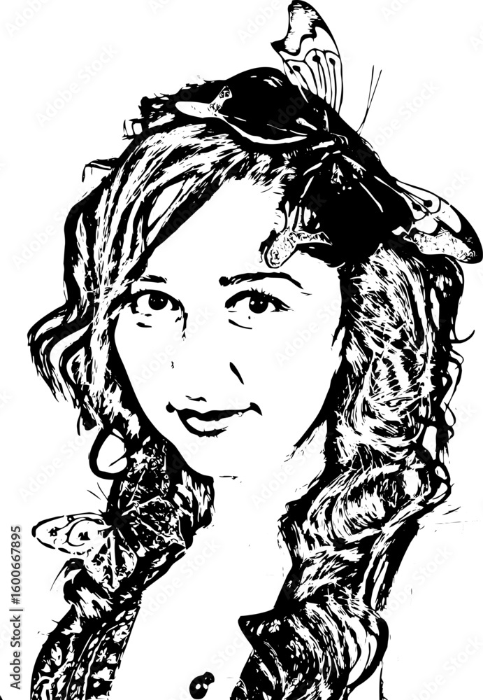 Fototapeta premium Portrait of woman with butterflys