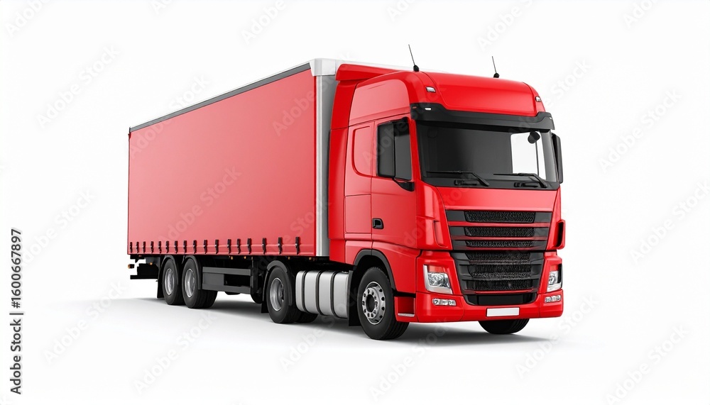 A bold red semi-truck with an extended cargo trailer stands grounded, capturing endurance, utility, and the architectural rhythm of overland freight. A bold red semi-truck with an extended cargo trailer stands grounded, capturing endurance, utility, and the architectural rhythm of overland freight.