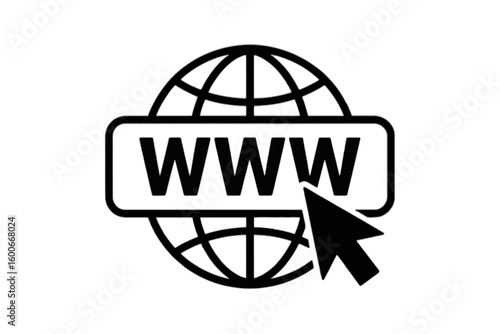 Globe with W and Cursor internet world wide web