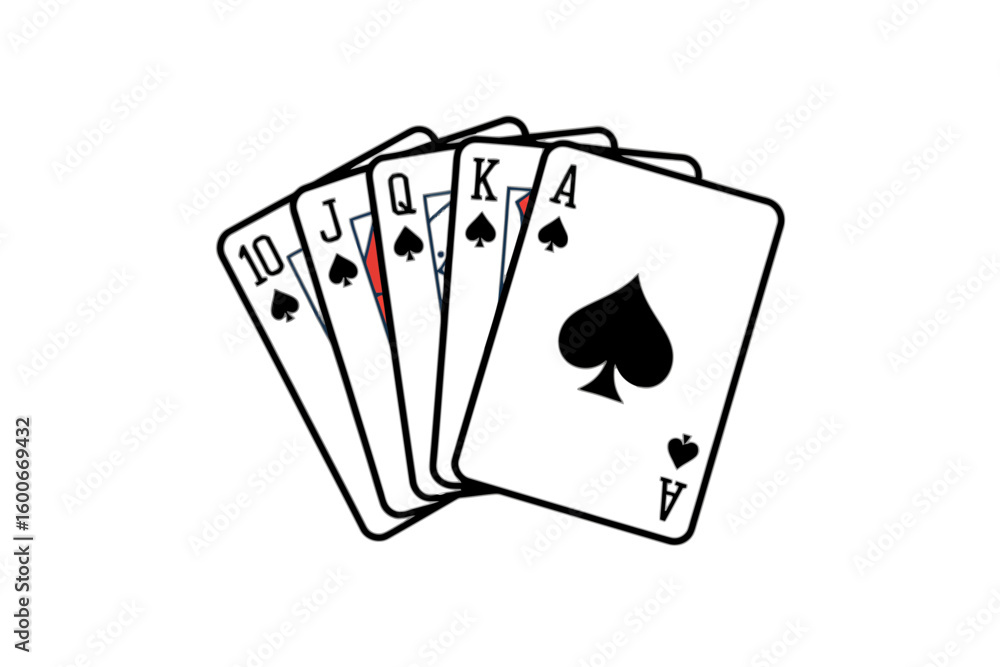 Obraz premium Royal Flush of Spades Playing Cards king