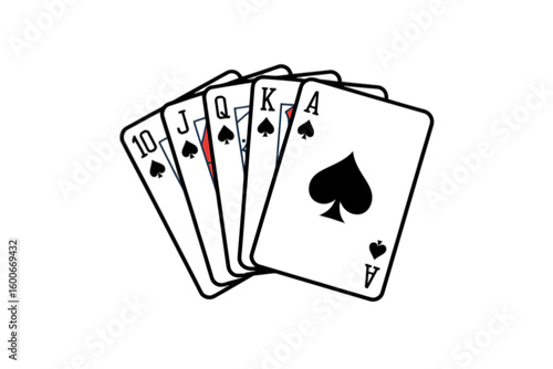 Royal Flush of Spades Playing Cards king