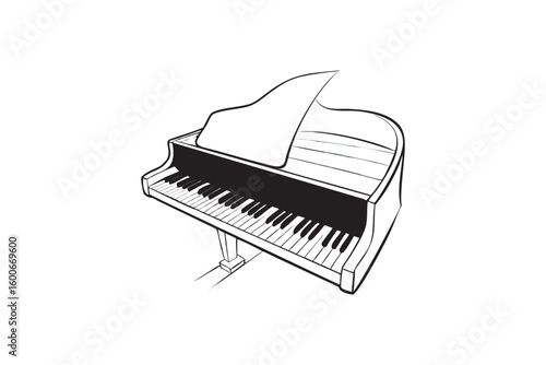Elegant Grand Piano Illustration in Black and White Perfect for Music Themed Designs and Educational Materials Vector Art & illustration