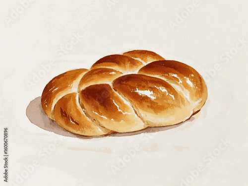 Twilight Loaf bread Challah isolated watercolor vector illustration svg