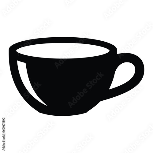 Black silhouette of a coffee cup with a handle on a white background vector