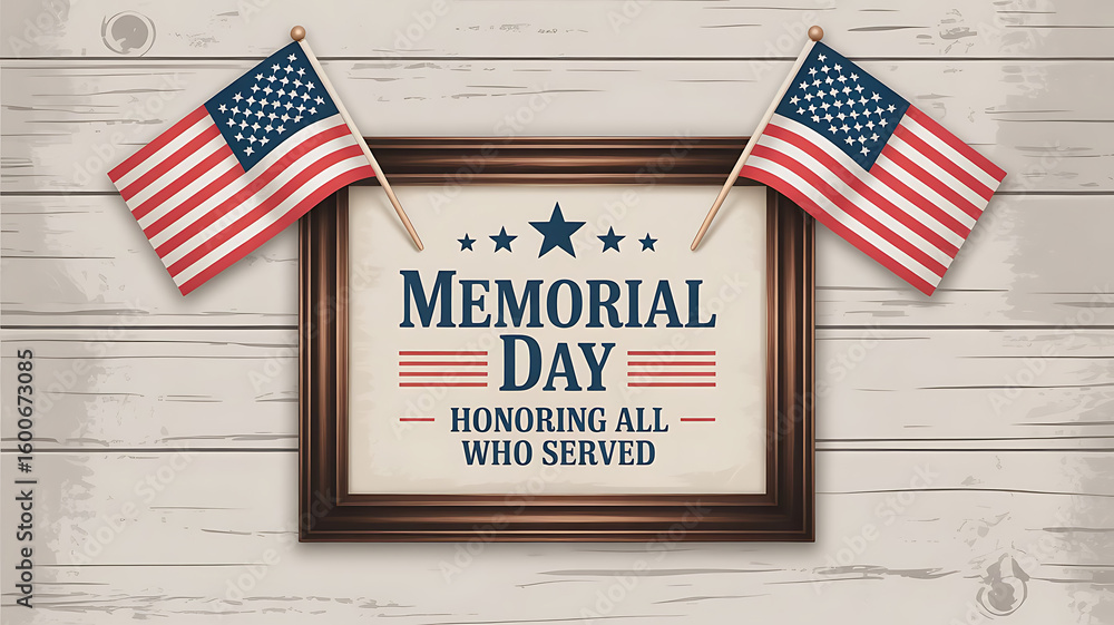 Fototapeta premium Memorial Day Celebration with American Flags Honoring Those Who Served Nation Holiday Remembrance