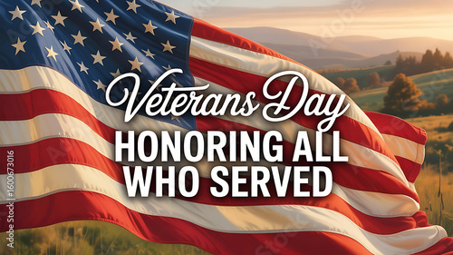 A Waving American Flag Honors Veterans on a Peaceful Sunny Day, Symbolizing Gratitude and Remembrance