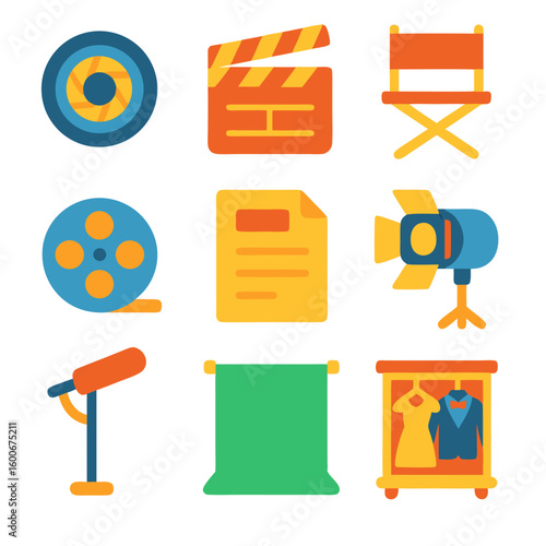 Movie Property Icon Pack  Flat Design Style