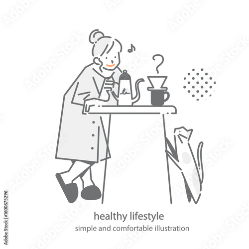 心地の良いライフスタイル　シンプルでお洒落な線画イラスト