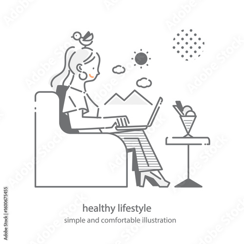 心地の良いライフスタイル　シンプルでお洒落な線画イラスト