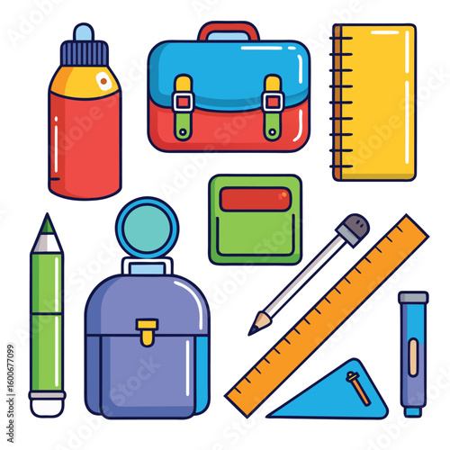 “Flat School Supplies Icon Set – Back to School Theme”
Character 