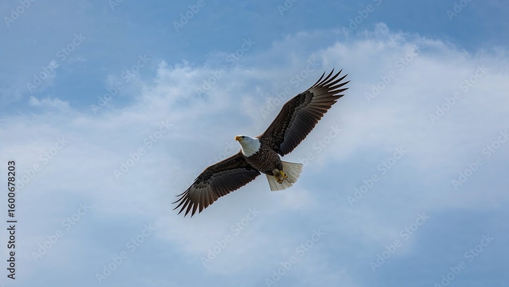 Majestic Bald Eagle in Flight Over Wilderness Majestic Bald Eagle in Flight Over Wilderness