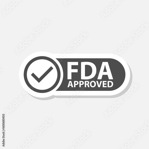 FDA approved sign icon sticker isolated on gray background