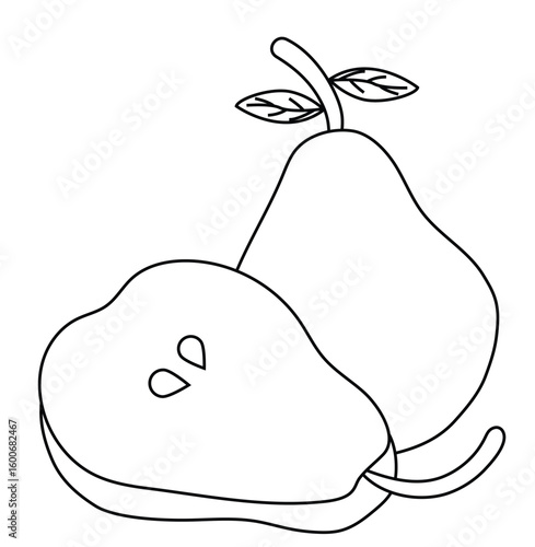 Cute cartoon hand drawn vector pears outline.