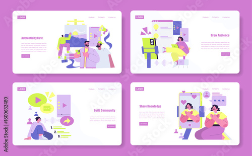 Vector Illustration of Creative Online Engagement Scenes