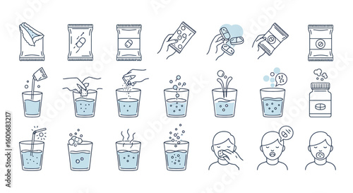 Steps for using effervescent tablets in water - a clear visual guide