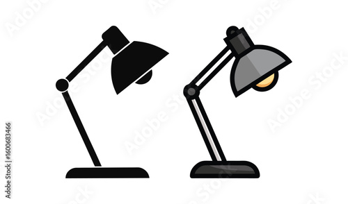 Two modern desk lamps one on and one off