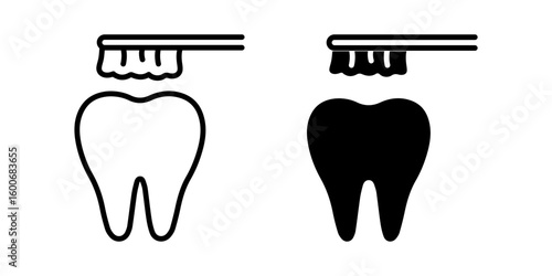  brushing teeth icon white on background