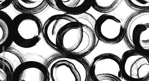 Bold brush stroke circles on white background
