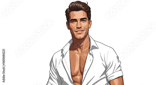 Confident man in open shirt fashion trend modern portrait