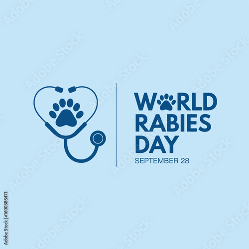 World Rabies Day Awareness Poster Illustration with Dog, Vaccine, Injection and Medical Symbols