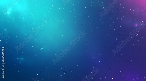 Abstract cosmic background with stars and nebula in deep blue and turquoise colors