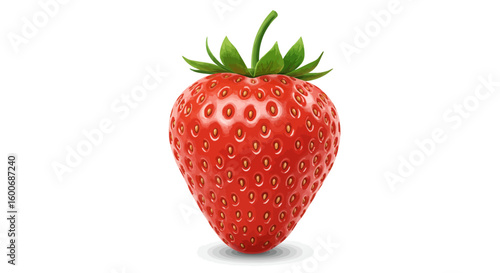 Realistic strawberry with detailed texture on white background
