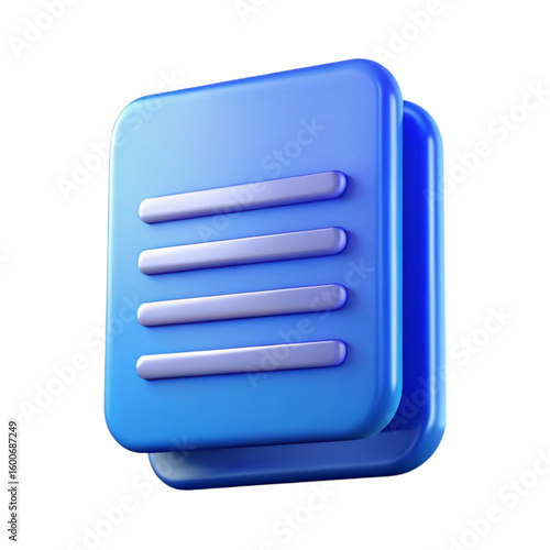 3d rendered blue document stack with highlighted lines representing information on a black background.